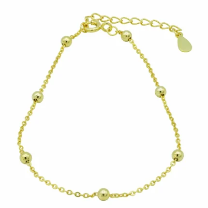 Armband 925 Silber vergoldet Luxe Sphere mit minimalistischen Kugel-Anhängern auf edler Basis von DEES JEWELRY