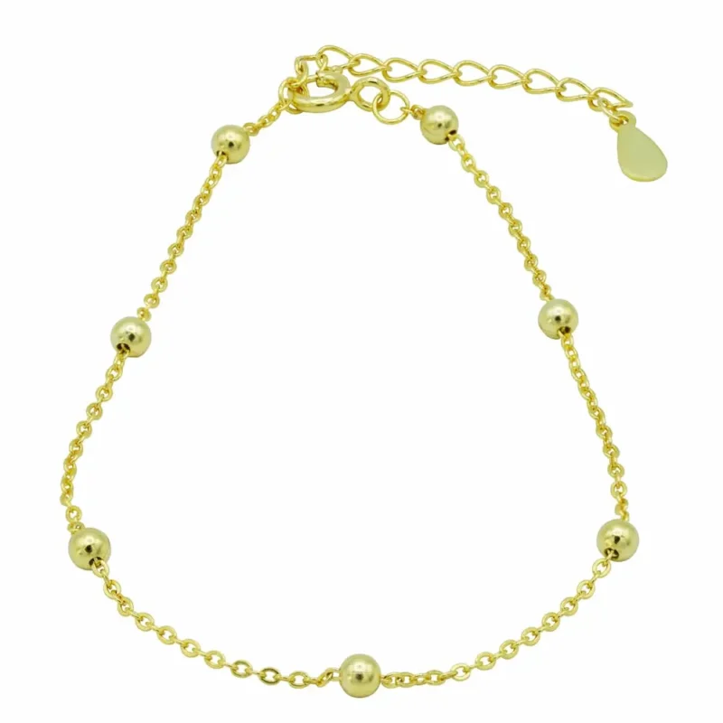 Armband 925 Silber vergoldet Luxe Sphere mit minimalistischen Kugel-Anhängern auf edler Basis von DEES JEWELRY