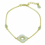 Alternative Ansicht der hochwertigen 14k Goldvergoldung und des Designs der Armband 925 Silber vergoldet Perlmutt Pure Blossom bei DEES JEWELRY