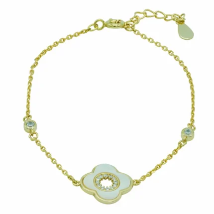 Alternative Ansicht der hochwertigen 14k Goldvergoldung und des Designs der Armband 925 Silber vergoldet Perlmutt Pure Blossom bei DEES JEWELRY