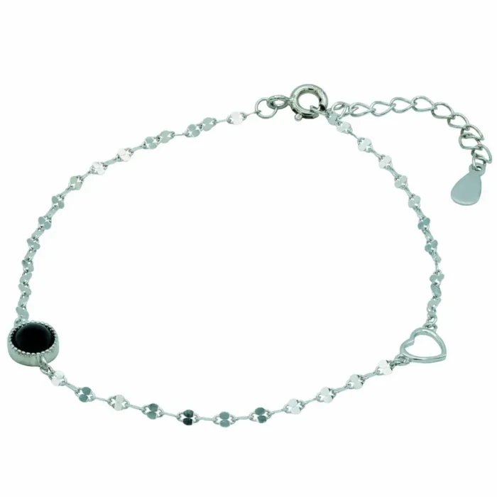 Nahaufnahme der edlen Rhodinierung und des sicheren Verschlusses am Armband 925 Sterling Silber Onyx Eclipse von DEES JEWELRY