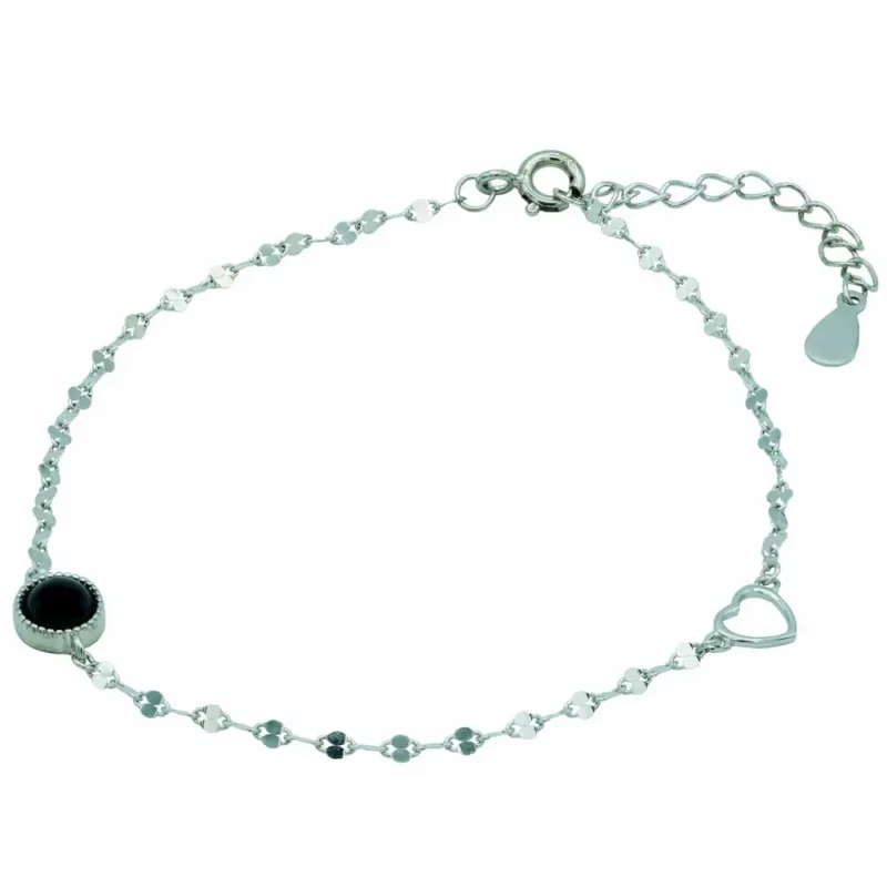 Nahaufnahme der edlen Rhodinierung und des sicheren Verschlusses am Armband 925 Sterling Silber Onyx Eclipse von DEES JEWELRY