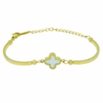 Armband Edelstahl 14k vergoldet Pure Harmony mit elegantem Klee-Element auf hochwertiger Basis von DEES JEWELRY. Jetzt online entdecken!