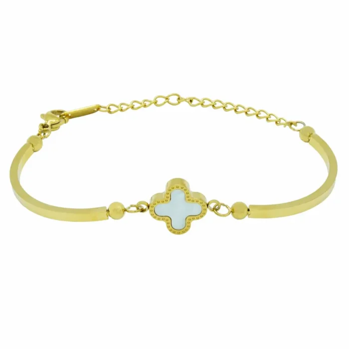 Armband Edelstahl 14k vergoldet Pure Harmony mit elegantem Klee-Element auf hochwertiger Basis von DEES JEWELRY. Jetzt online entdecken!
