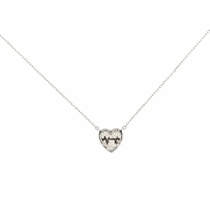 Halskette 925 Silber Heartbeat Harmony von DEES JEWELRY mit funkelnden Zirkonia, edel rhodiniert