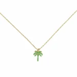 Halskette 925 Silber vergoldet Palma Breeze mit detailliertem Palmen-Anhänger von DEES JEWELRY