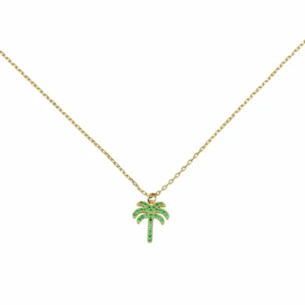 Halskette 925 Silber vergoldet Palma Breeze mit detailliertem Palmen-Anhänger von DEES JEWELRY