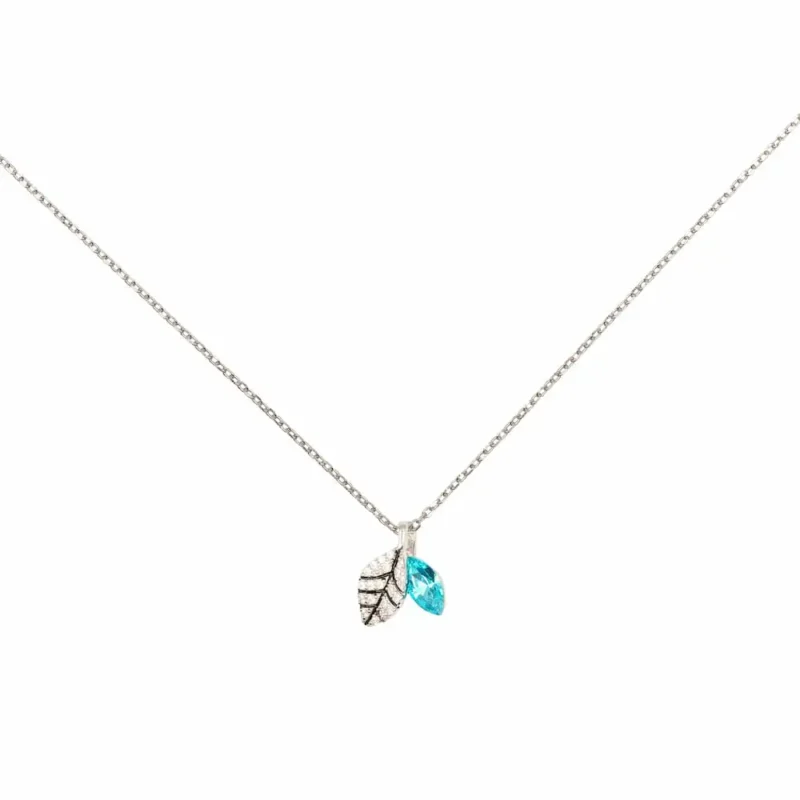Halskette 925 Silber Zirkonia Blatt-Anhänger Morning Dew DEES JEWELRY