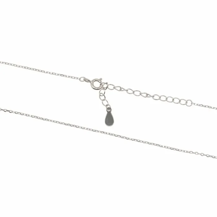 Nahaufnahme der beständigen Rhodinierung auf der Halskette 925 Sterling Silber Eternal Love bei DEES JEWELRY