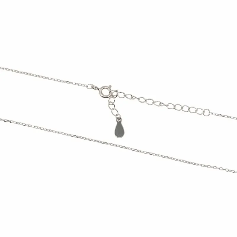 Nahaufnahme der beständigen Rhodinierung auf der Halskette 925 Sterling Silber Eternal Love bei DEES JEWELRY