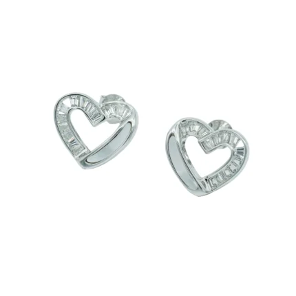 Amoris Glace Herz-Ohrringe aus 925 Sterling Silber mit funkelndem Zirkonia-Besatz – DEES JEWELRY
