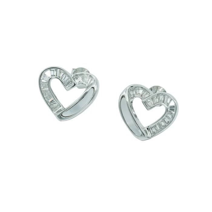 Amoris Glace Herz-Ohrringe aus 925 Sterling Silber mit funkelndem Zirkonia-Besatz – DEES JEWELRY