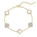 Klee Armband Ivory Glace aus 925 Silber vergoldet mit Perlmutt-Elementen und Zirkonia-Besatz – DEES JEWELRY