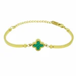 Klee Armband vergoldet Emerald Blossom mit smaragdgrüner Einlage auf hochwertiger Edelstahlbasis von DEES JEWELRY. Jetzt online entdecken!