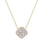 Klee Halskette vergoldet aus 925 Silber vollbesetzt mit Zirkonia Steinen Modell Luminous Clover