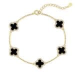 Onyx Empress Klee Armband aus 925 Sterling Silber mit 18K Vergoldung und echtem Onyx von DEES JEWELRY