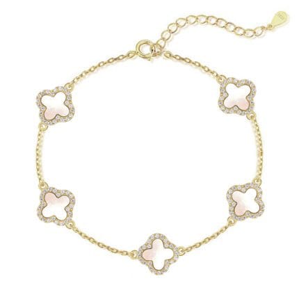 Pearl Blossom Armband aus hochwertigem 925 Sterling Silber mit edler 18K Vergoldung und Perlmutt bei DEES JEWELRY Schmuck