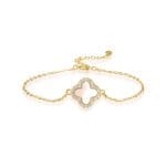 Exklusives Pearl Luxe Klee Armband aus 925 Silber vergoldet mit echtem schimmerndem Perlmutt