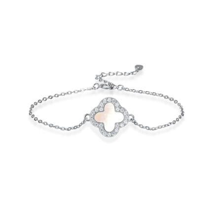 Klee Armband aus 925 Silber mit echtem Perlmutt Modell Pearl Majesty