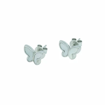 Velvet Butterfly Schmetterling Ohrstecker aus 925 Sterling Silber mit weißem Perlmutt-Inlay – DEES JEWELRY